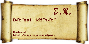 Dósai Máté névjegykártya